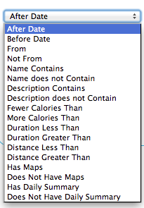 FitnessSyncer Data Filters